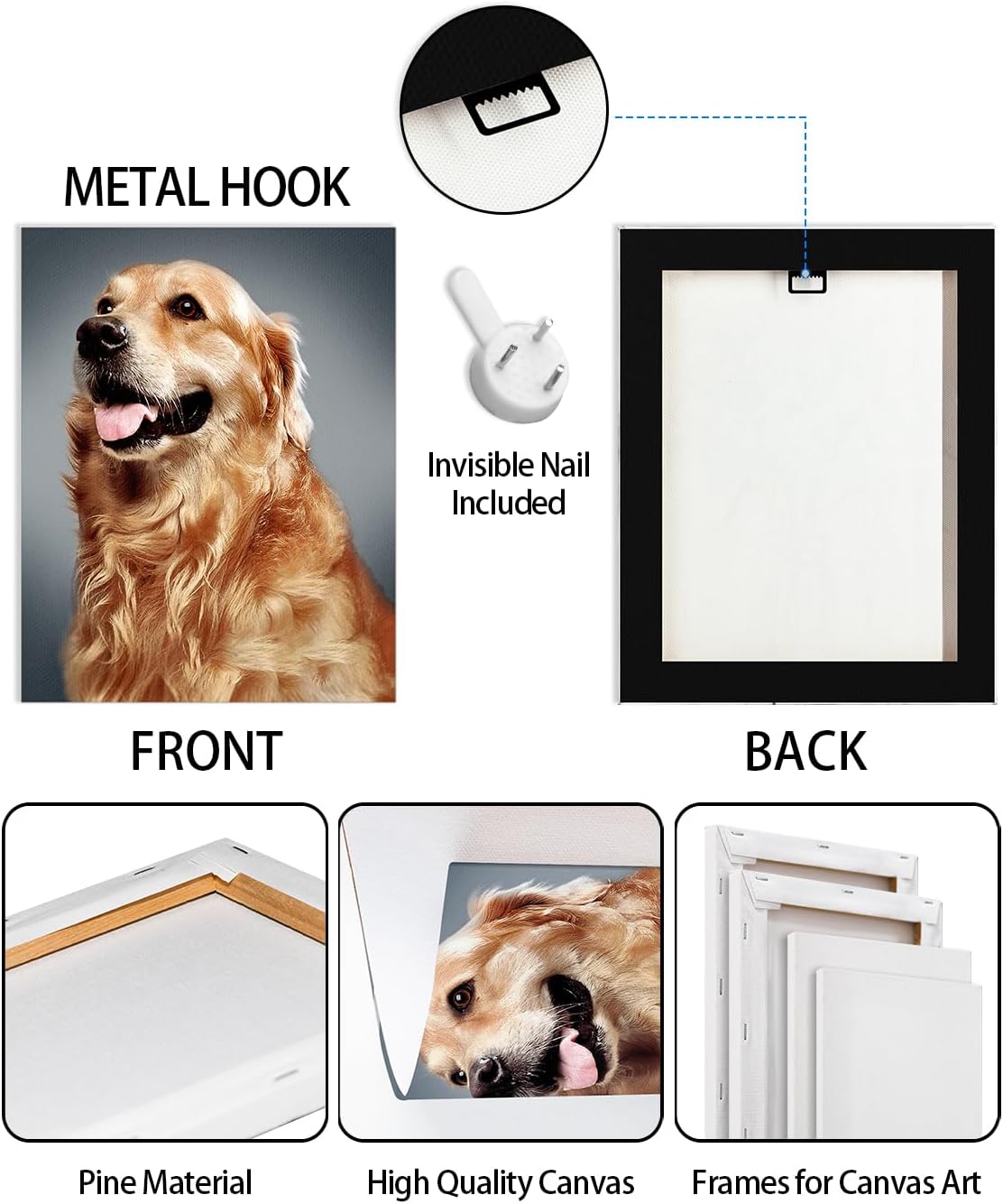 AbcCustomize Canvas Prints with Your Photos，Custom Canvas Wall Art for Bedroom, Living Room, Farmhouse Decor，Personalized Gifts Canvas Prints for Family，Friend，Lover，Pet