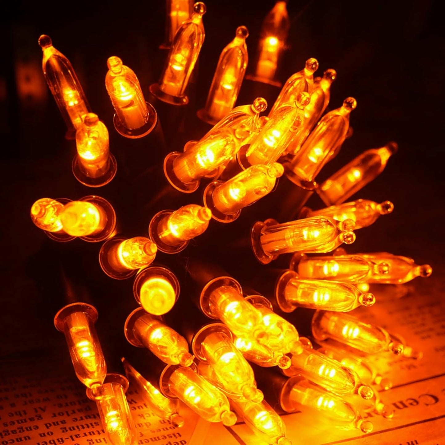 100 LED Orange Halloween Lights, 2 Pack 17FT Mini String Lights Battery Operated Orange Fairy Light 8 Modes Timer Waterproof for Indoor Outdoor Patio Tree Holiday Party Fall Halloween Decor