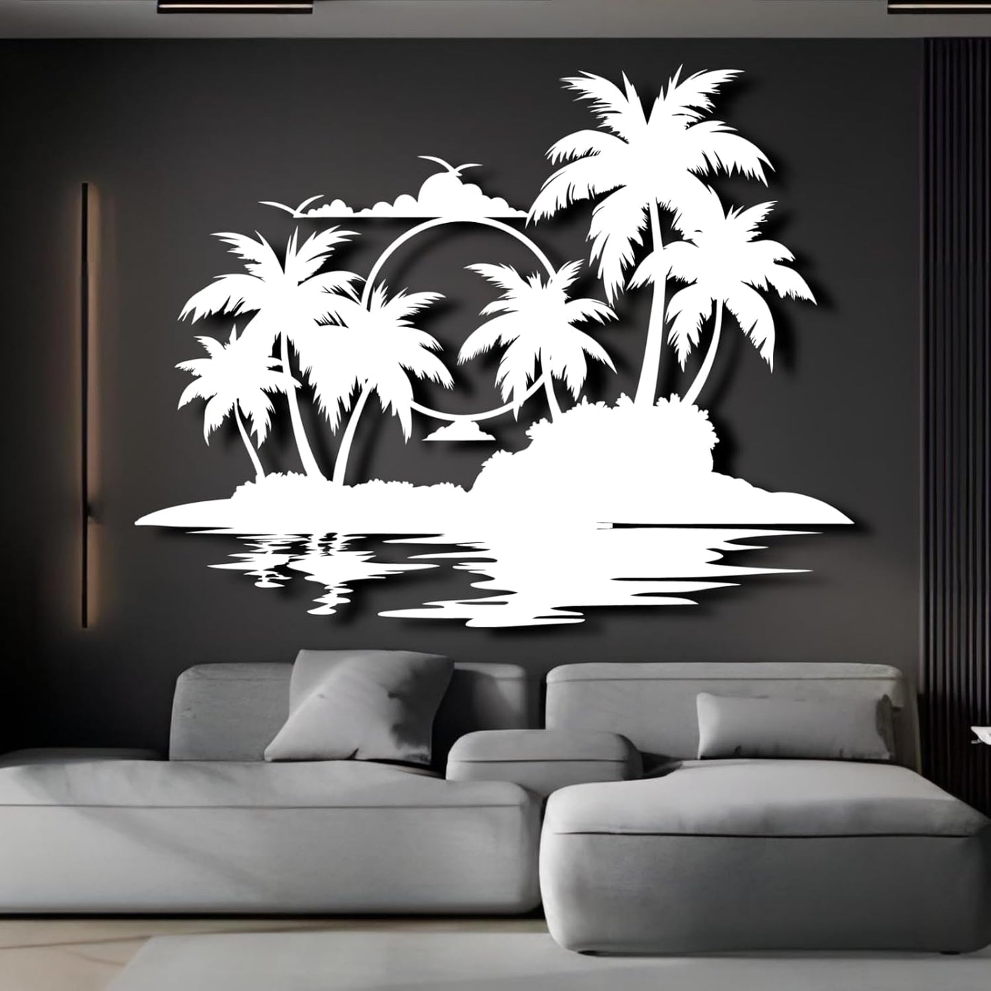 Palm Tree Metal Wall Decor,Palm Tree Metal Wall Art,Metal Palm Tree,Metal Palm Tree Wall Decor,Tropical Metal Wall Art,Beach Wall Decort,Metal Wall Decor (style 2,black,39 L" x 31 W" / 100 x 78 cm)