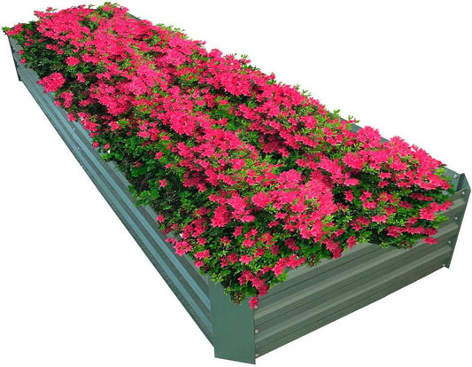 8x2x1ft Metal Raised Garden Bed Kit，Galvanized Garden Bed Box for Vegetables, Flowers, Herbs, and Succulents,120 Gallon Capacity - Green