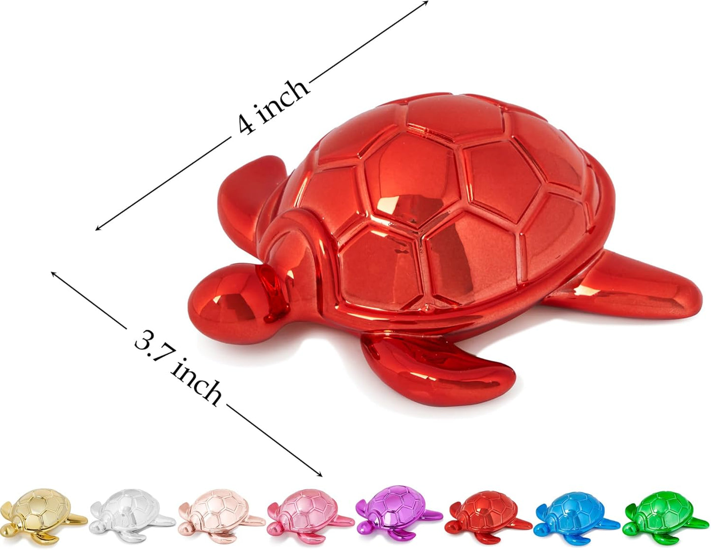 Small Sea Turtle Statue 4 inch Shiny Red Accent Knick Knacks Paperweight for Bathroom Home Office Shelf Desk Table Decor, Cute Sea Turtle Gifts for Women