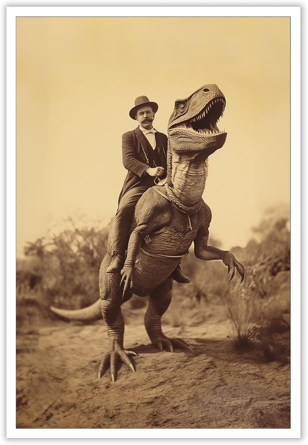 Generic Goth Decor Antiqued Wicca Art Poster Dark Academy Dinosaur And Cowboy Canvas Wall Art Horror Posters Spooky Indoor Art Family Bedroom Office Space Decor 12X16inch Unframed