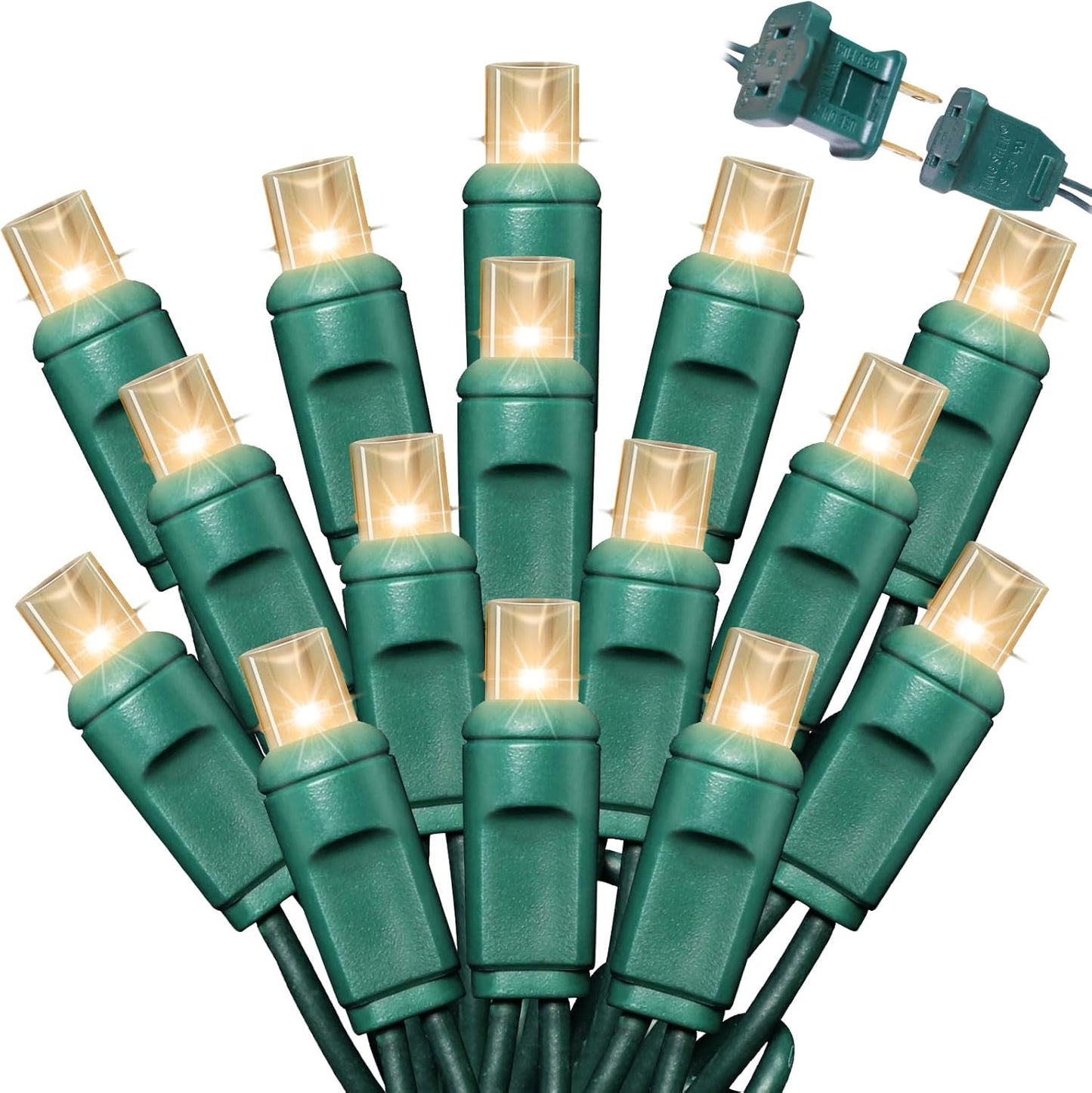 1200LED (24pk of 50L) String Lights,Twinkle, LED Christmas Lights, 6" SPACING,Green Wire,Warm White