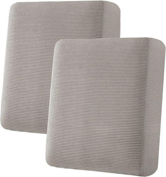H.VERSAILTEX Super Stretch Individual Seat Cushion Covers Sofa Covers Couch Cushion Covers Slipcover Sets Thick Jacquard Textured Twill Fabric (2 Piece Medium Sofa Cushion Covers, Taupe)