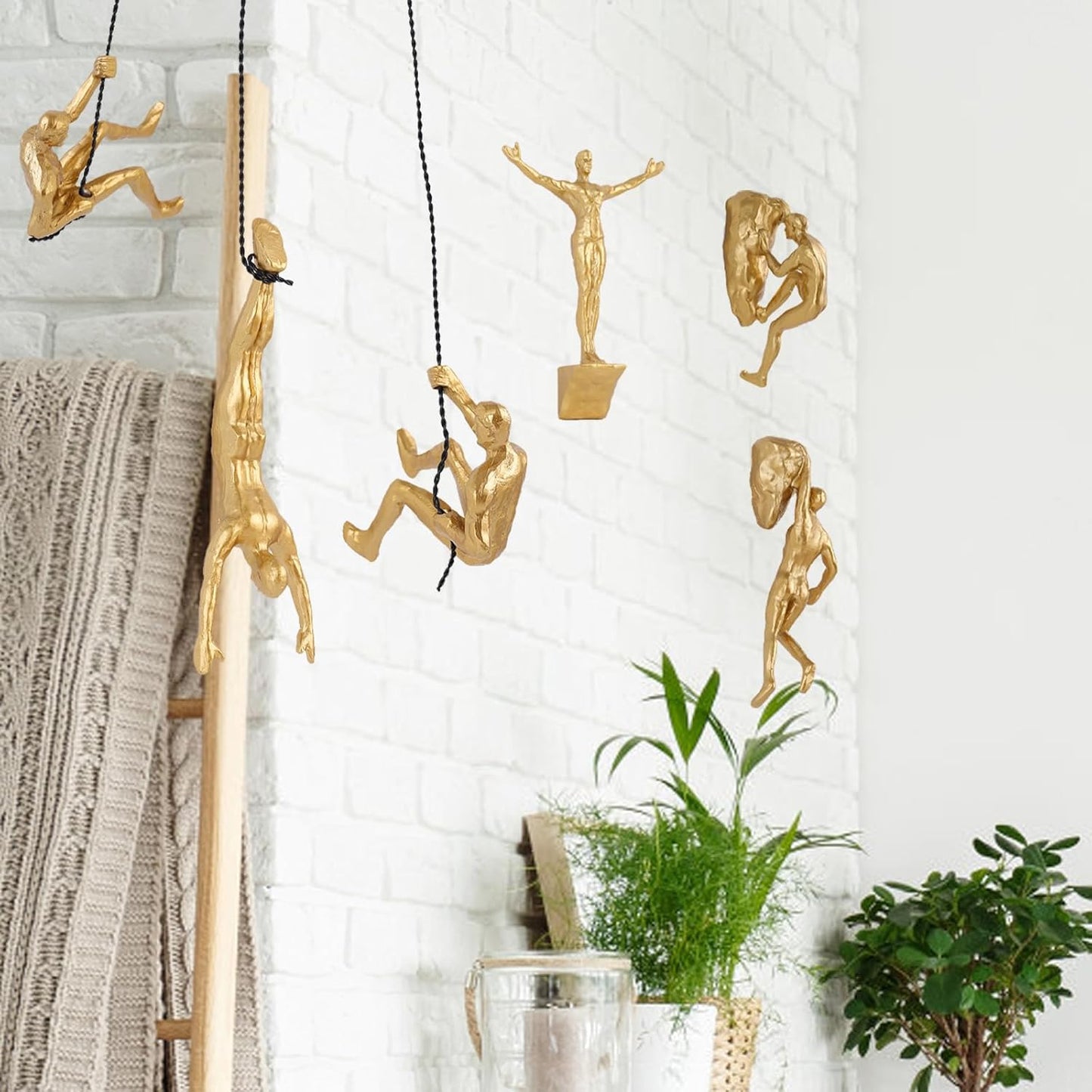 Set of 6 Climbing Men Wall Art Decor Sculpture,Nordic Modern Simplicity Decorative Wall Art, Climbing Man Sculptures,Home & Office Climber Gifts