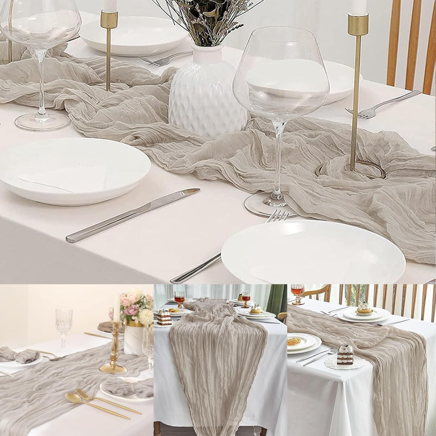 12 Pack Rose Brown Cheesecloth Table Runner 10FT Rustic Gauze Fabric Cheese Cloth Table Runner for Wedding Bridal Baby Shower Table Decor Boho Sheer Birthday Party Table Decorations 20 x 120 Inch Long