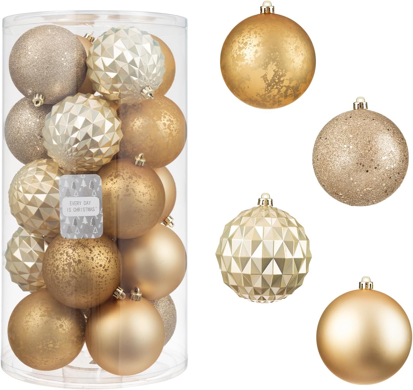 Every Day is Christmas 20ct Christmas Ornaments, Shatterproof Christmas Tree Ornaments Set, 92cm/3.6" Christmas Balls Decoration