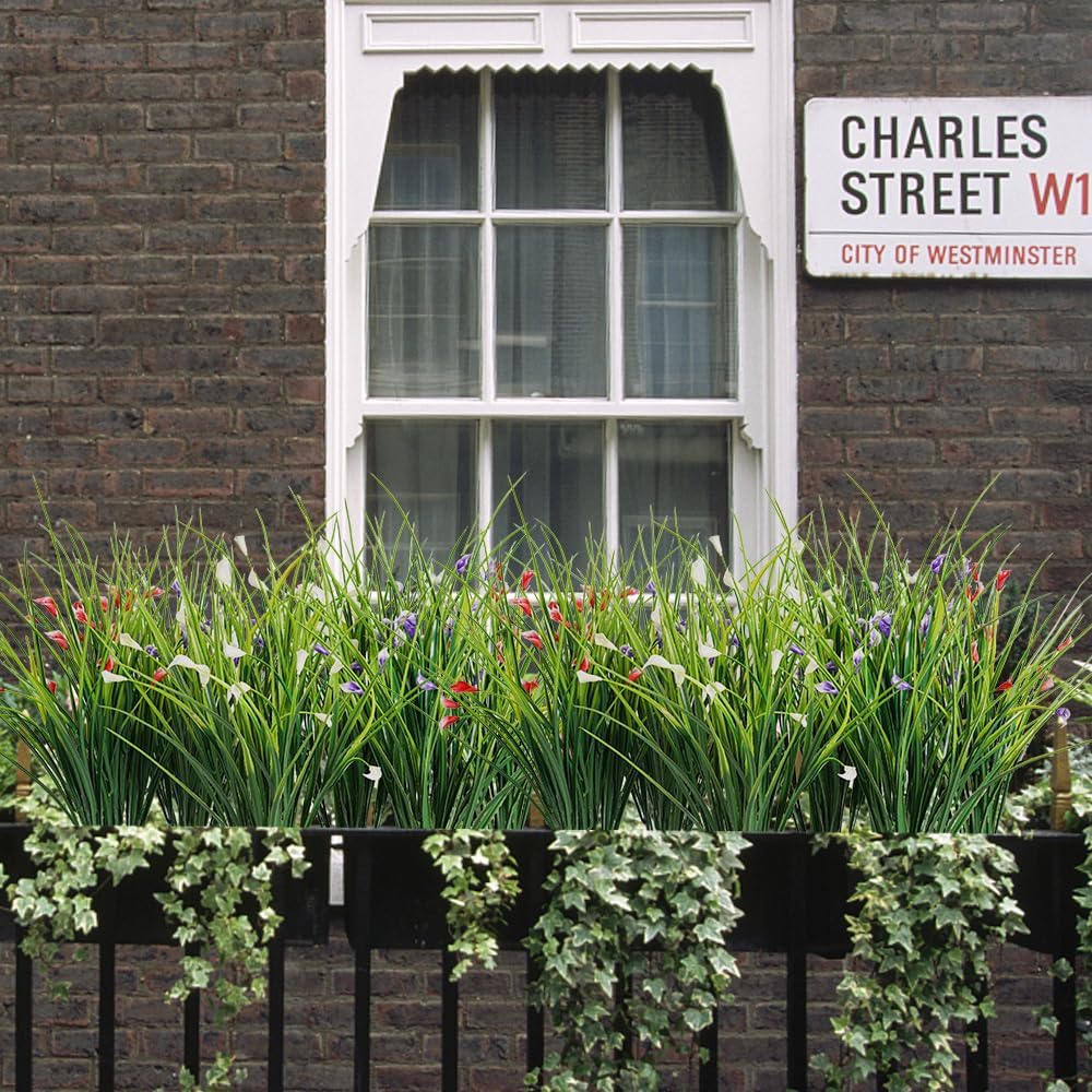 Melorca&Guilla Artificial Plants Outdoor 3PCS 23“ Fake Tall Grass,Faux Grass Plant,Artificial Grass Greenery Shrubs Bushes for Garden Porch Window Box Shop Office Home Décor