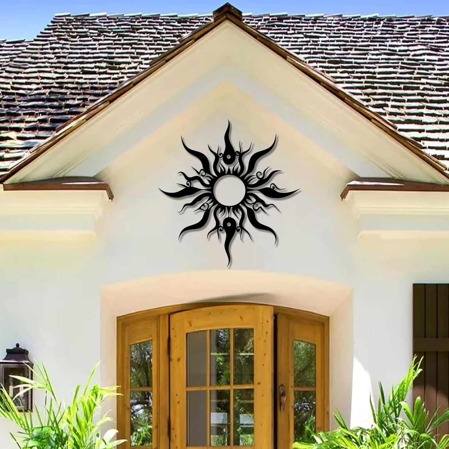 Hotuijxca Metal Wacky Sun Wall Art, Wacky Sun Metal Decor for Livingroom, Bedroom (Black, 28"x27"/70x67cm, metal wall art)