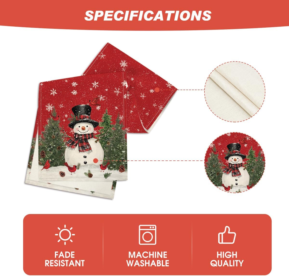 Artoid Mode Snowman Christmas Birds Trees Table Runner, Seasonal Winter Xmas Holiday Kitchen Dining Table Decoration for Indoor Outdoor Home Party Decor 13 x 72 Inch