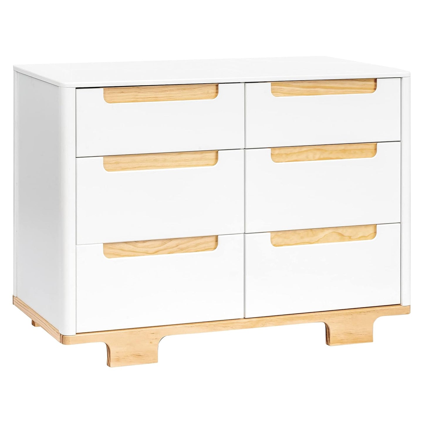 babyletto Yuzu 6-Drawer Dresser in White and Natural, Greenguard Gold Certified