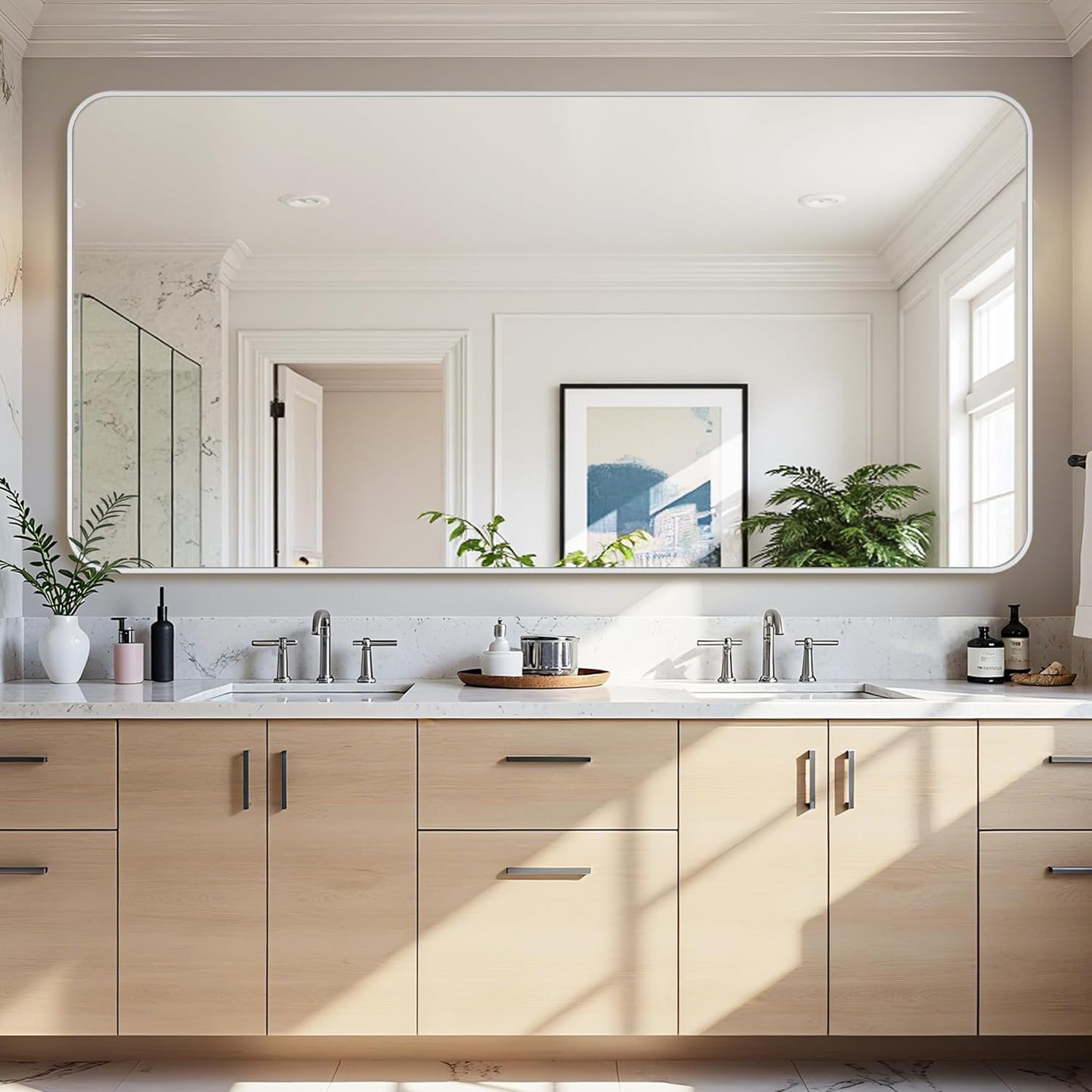 Bathroom Mirror 72" x 36", Large Rectangle Wall Mirror, Silver Metal Frame Wall Mounted Mirrors for Bathroom, Vanity, Bedroom, Entryway Decor(Horizontal/Vertical)