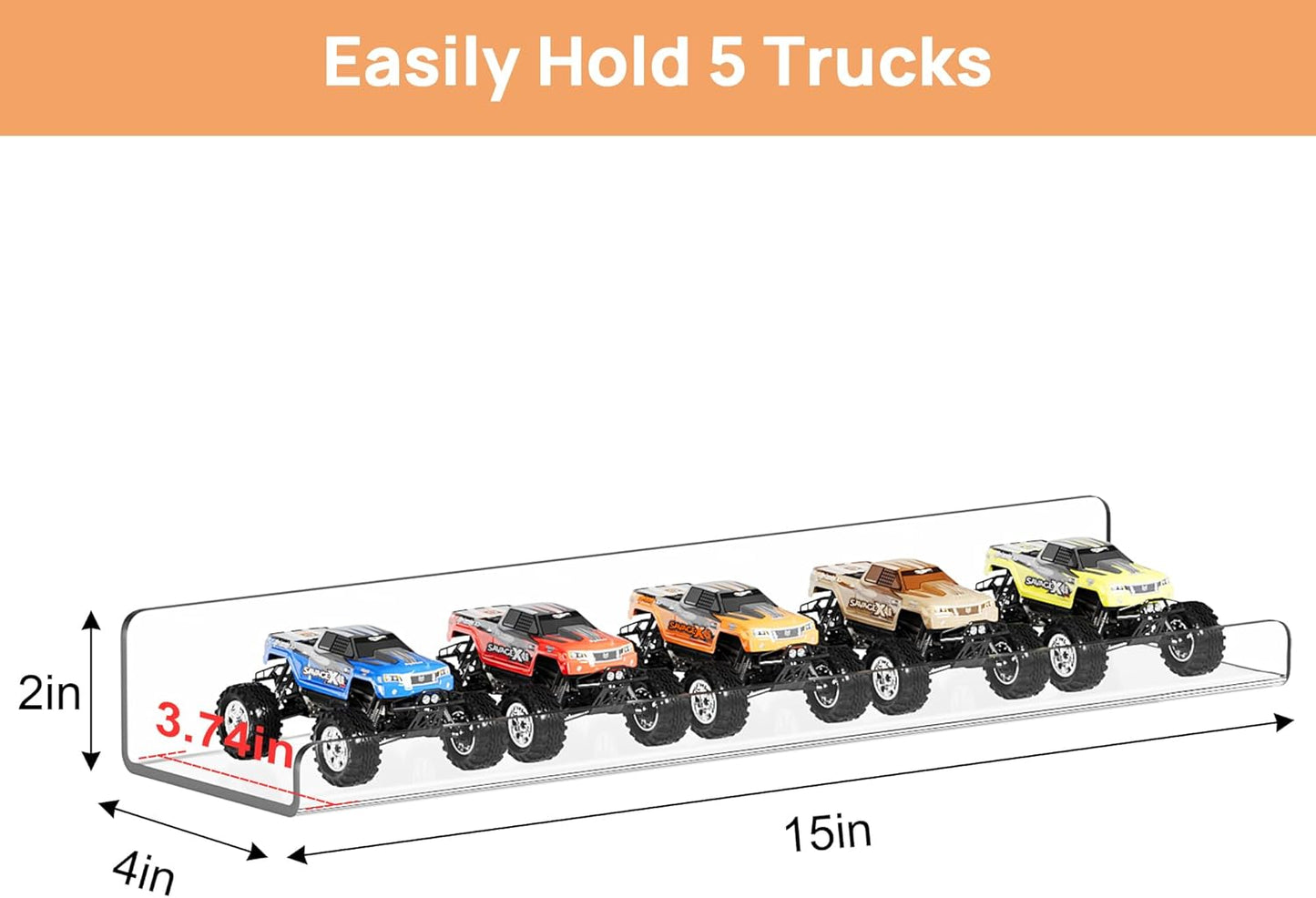 upsimples 8 Pack Acrylic Shelves Wall Organizer and Storage, 15" Display Shelf for Figure, Toy Cars, Perfume, Kids Bookshelf for Bedroom, Nursery, Craft Room, Clear