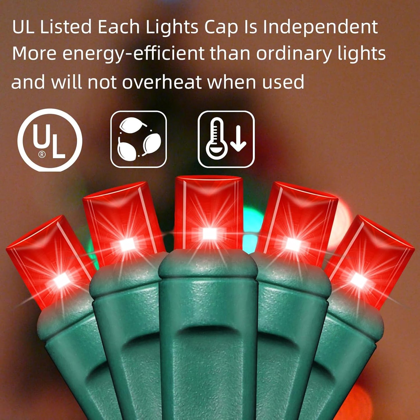 600LED (12pk of 50L) String Lights,LED Christmas Lights, 6" SPACING,Green Wire,RED