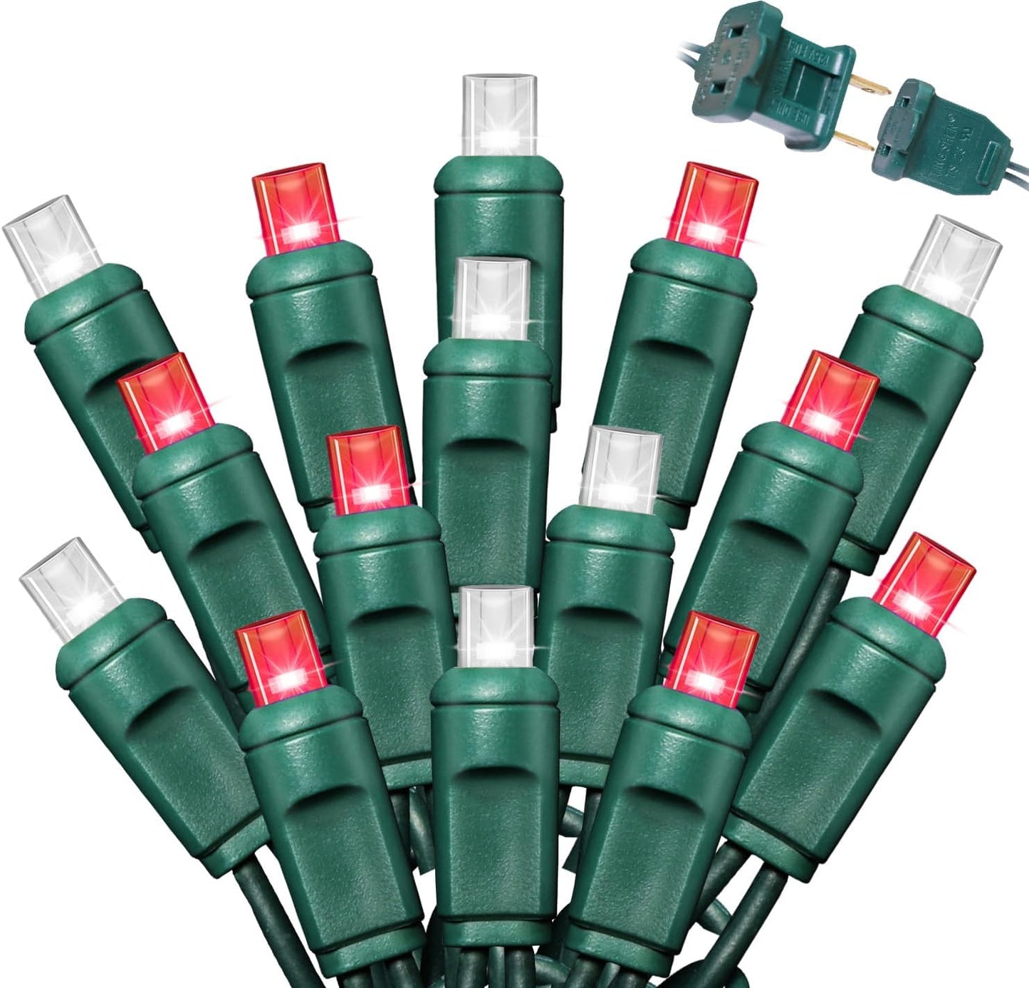 200LED (4pk of 50L) String Lights, LED Christmas Lights, 6" SPACING,Green Wire,Red and White