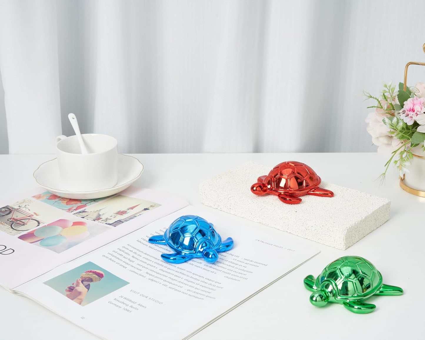 Small Sea Turtle Statue 4 inch Shiny Green Accent Knick Knacks Paperweight for Bathroom Home Office Shelf Desk Table Decor, Cute Sea Turtle Gifts for Women