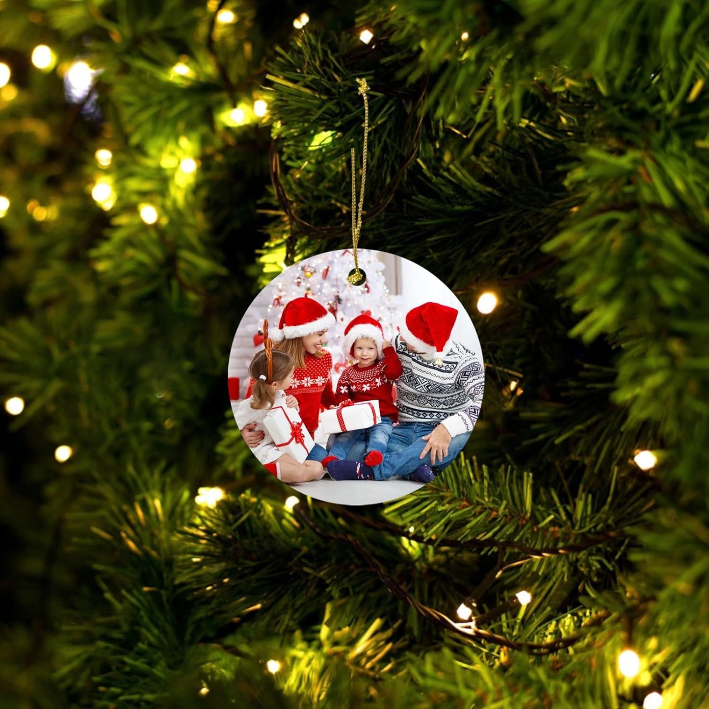 Personalized Christmas Ornaments 2025 w/Picture,Double-Sided Ceramics Custom Christmas Ornament - Upload Any Photo,Optional Text - Picture Ornaments,Customized Xmas Ornament,Round