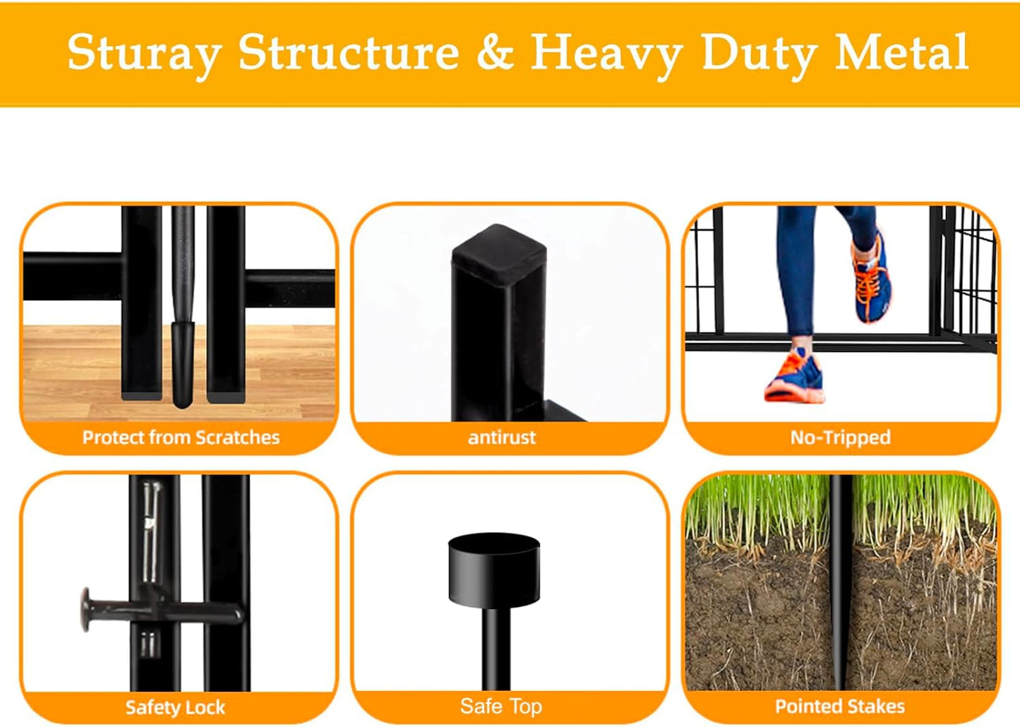 48 in(H) Decorative Garden Fence with Gate,8 Panels Total 17.7 Ft(L) Heavy Duty Iron Animal Barrier Fence for Yard,Suitable for Indoor Pet Or Outdoor Dog Fencing, Garden Border Fence