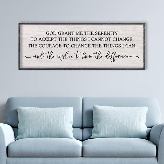 LuZhiQiang Serenity Prayer Bible Verse Sign Wall Decor God Grant Me Christian Inspiraional Quotes 40"×15" Wall Art for Living Room Bedroom (Black)