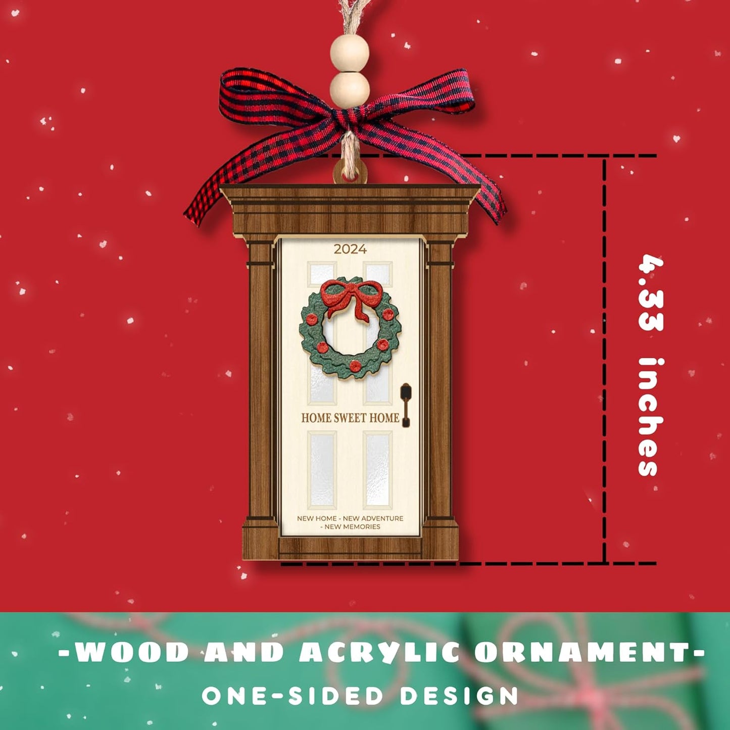 New Home Ornament 2024 - First Home 2024, First Christmas in Our Home 2024 - Housewarming Gifts New Home - Wood & Acrylic 1st Ornament