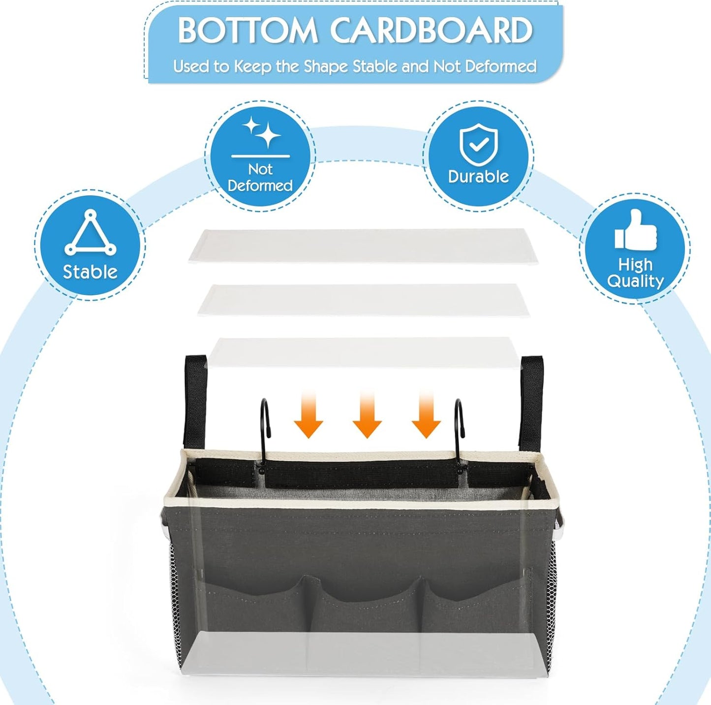 Bedside Storage Caddy/Bedside Hanging Storage Bag for Headboards Bunk Beds Dorm Rooms Book Phone Magazine Holder (New Black)