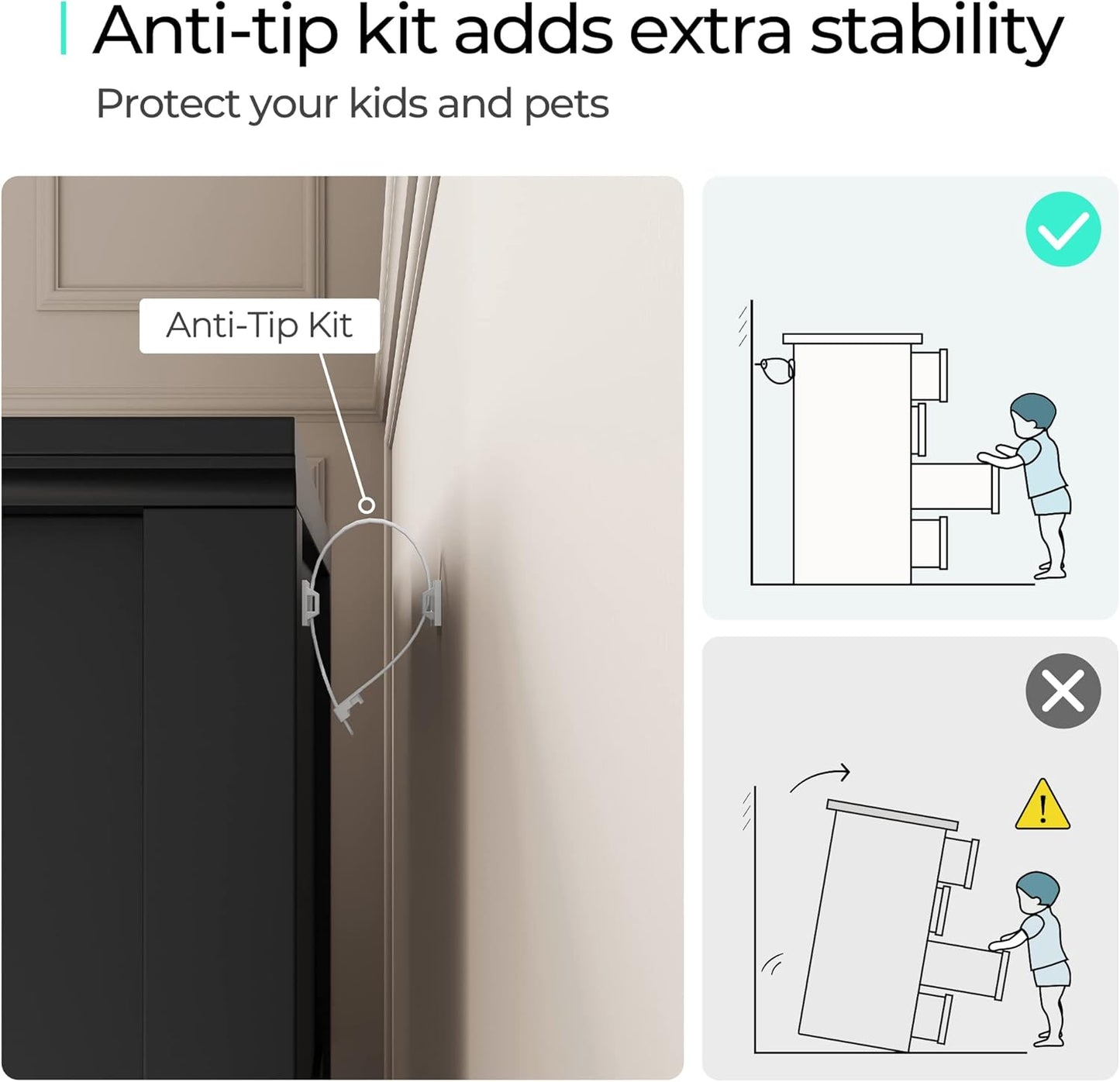 LINSY HOME Dresser for Bedroom, 5 Drawer Dresser with Metal Handles, Tall Chest of Drawers for Living Room, Entryway and Hallway, Black