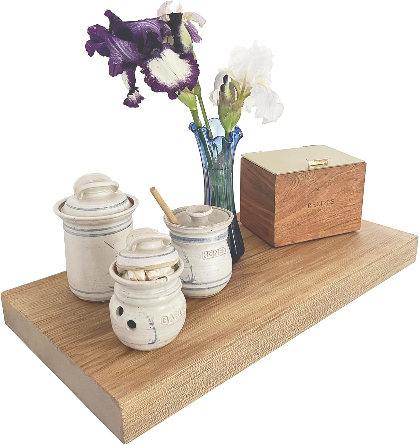 Joel's Antiques 24 Inch Wooden Floating Shelves for Wall - 24x12x2 in - Made of Natural Wood - Short Deep Heavy Duty Rustic Wall Shelves for Bedroom - Perfect for Bathroom, Kitchen - Natural