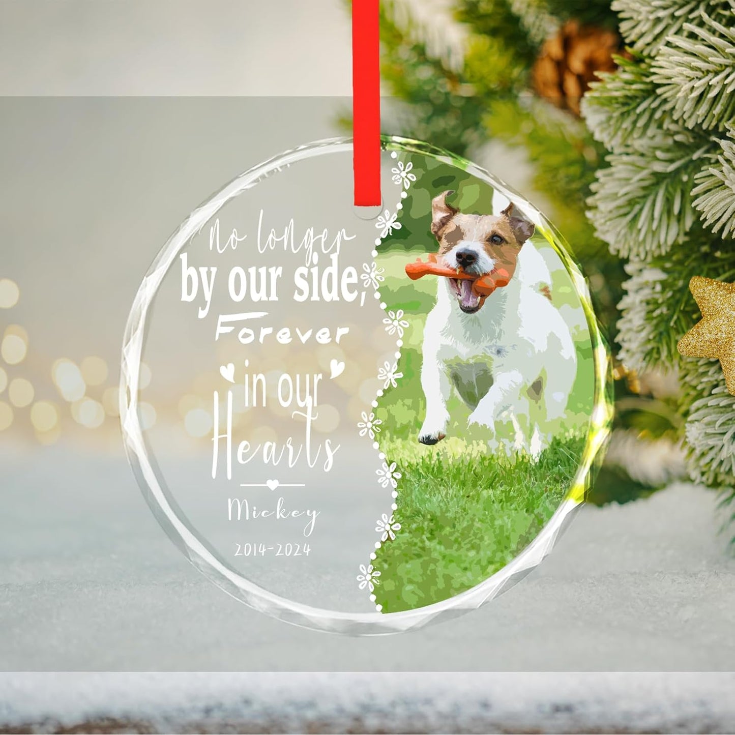 Personalized Glass Ornaments, Custom Glass Ornament with Name/Photo/Date,Customized Gifts for Pet, Round Designs