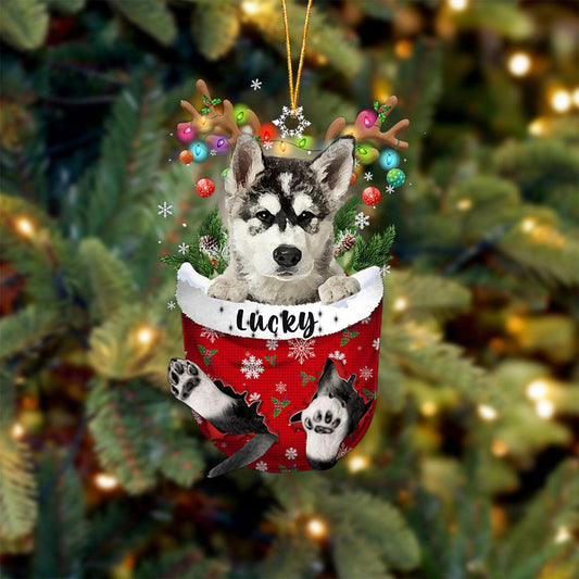 Alaskan Malamutes Dog Christmas Ornament, Alaskan Malamutes in Snow Pocket Christmas Tree Ornament, Dog Lovers Gift Idea Xmas, Christmas Decorations for Tree, Christmas Ornament Gift for Dog Lovers