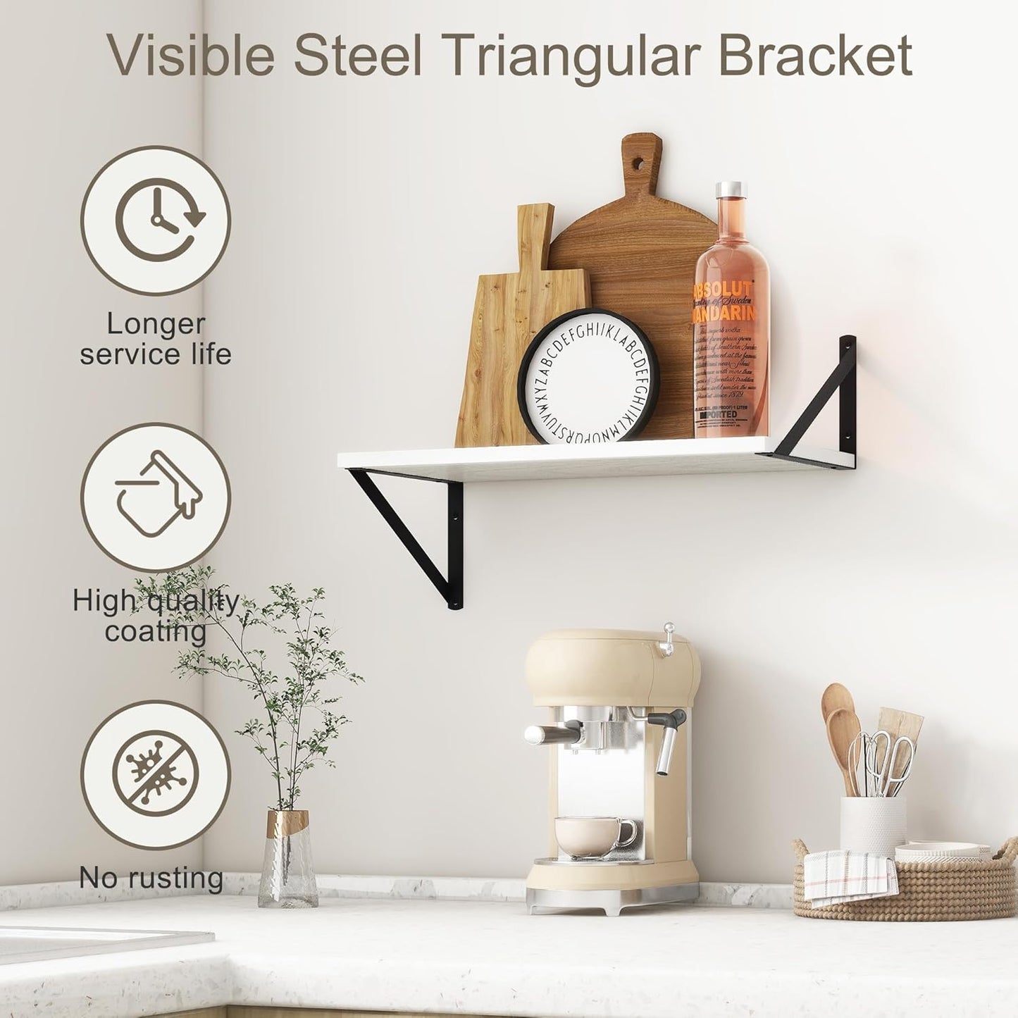 Fun Memories 20 Inch Floating Shelves for Wall, White Bathroom Shelves Set of 2, 10 Inch Deep Wall Shelf for Bedroom, Kitchen, Large Home Decor Shelves Farmhouse Storage Shelf