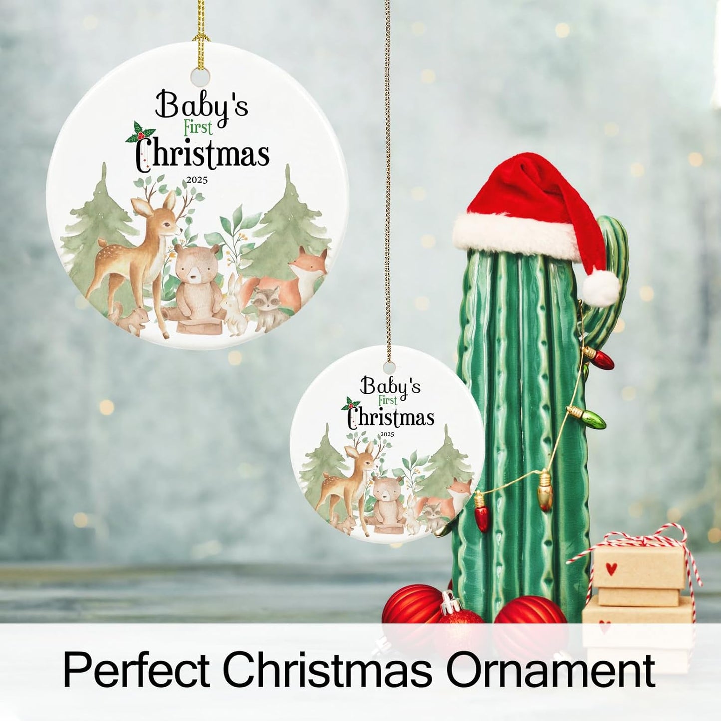 Baby's First Christmas Ornament 2025,Babys First Christmas Ornament for Girl,Boy, Ceramic Keepsake Babies Ornaments with Ribbon and Gift Box