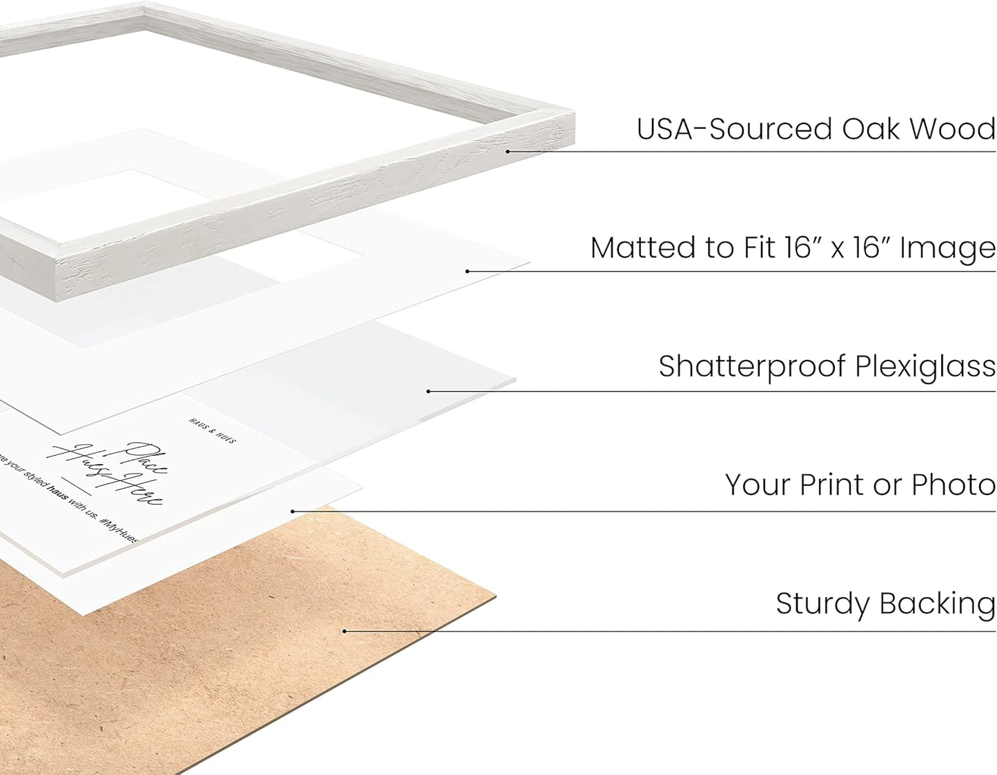 HAUS AND HUES White Square Frames Set of 9-20x20