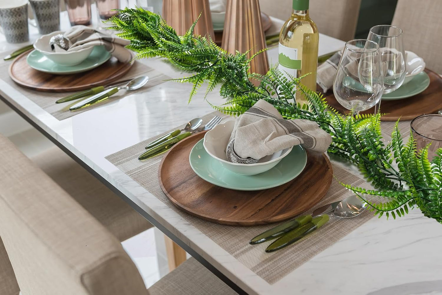 RECUTMS 2pcs Artificial Hanging Boston Ferns Garland Fake Hanging Plant 6 FT Greenery Leaves Ivy Garland Faux Ferns Fake Vines for Outdoor Indoor Home Garden Decoration Party Table Wall Decoration