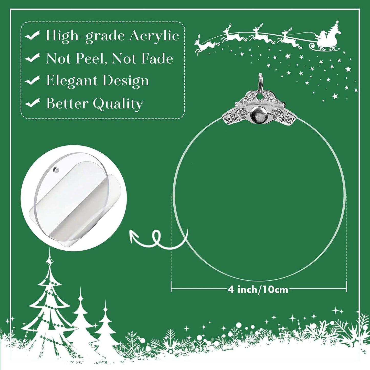 2025 Christmas Ornament, Stained Glass Effections, Christmas Tree 4 Inch Acrylic Ornament Art, White Elephant Gifts Car Interiors Decors, Christmas Decor (QuillingTree)