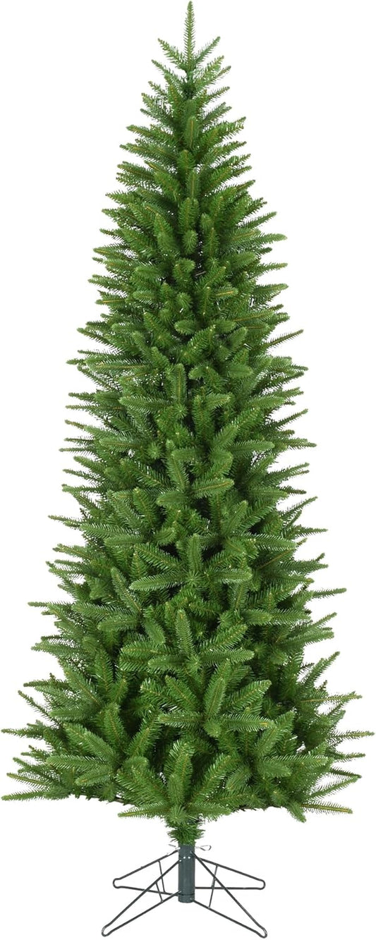 Fraser Hill Farm 7.5-Ft. Winter Falls Slim Artificial Christmas Tree with Stand and No Lights, Unlit Foldable Christmas Tree with Realistic Foliage for Home Decoration