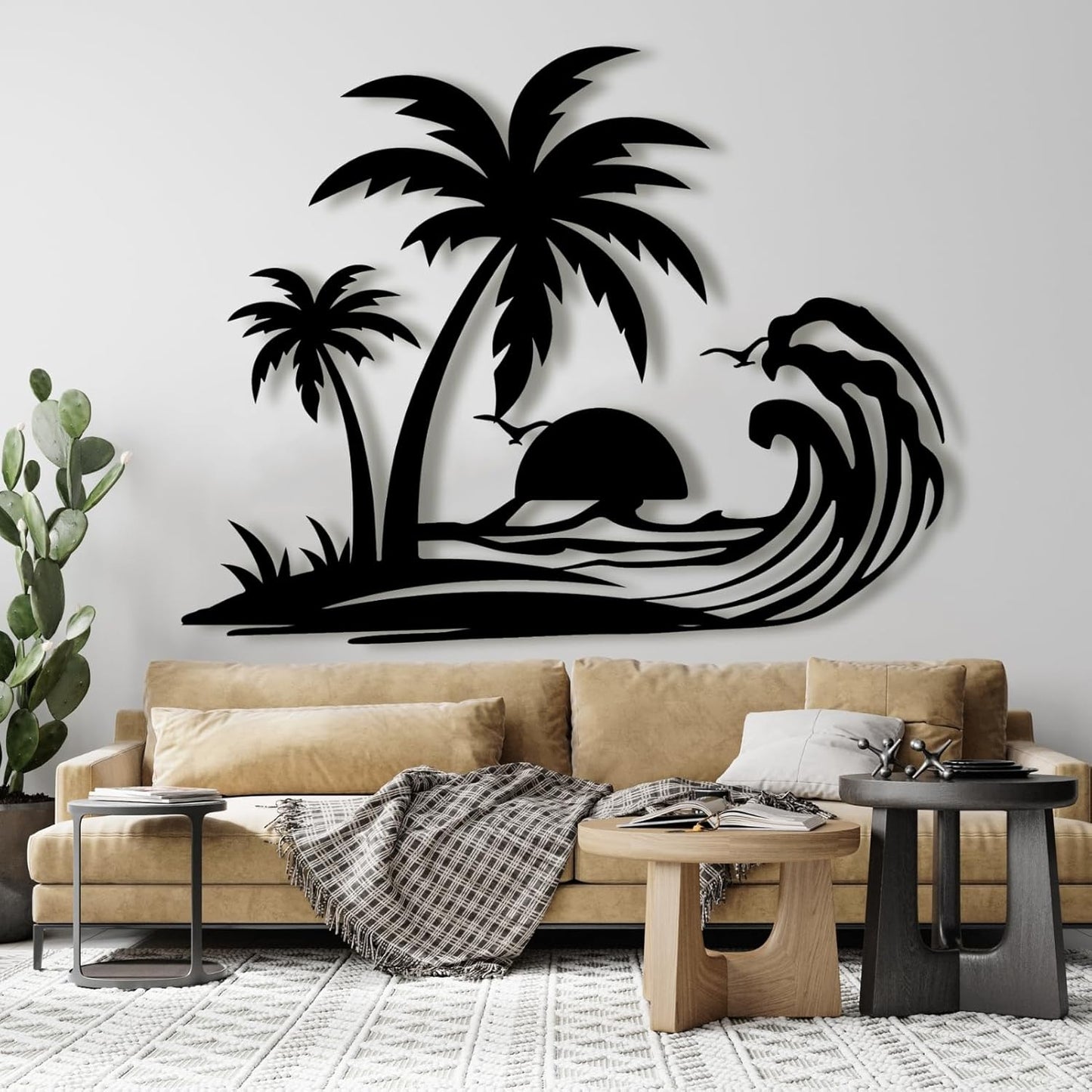 Palm Tree Metal Wall Decor,Palm Tree Metal Wall Art,Metal Palm Tree,Metal Palm Tree Wall Decor,Tropical Metal Wall Art,Beach Wall Decort,Metal Wall Decor (style 1,white,47 L" x 37 W" / 120 x 94 cm)