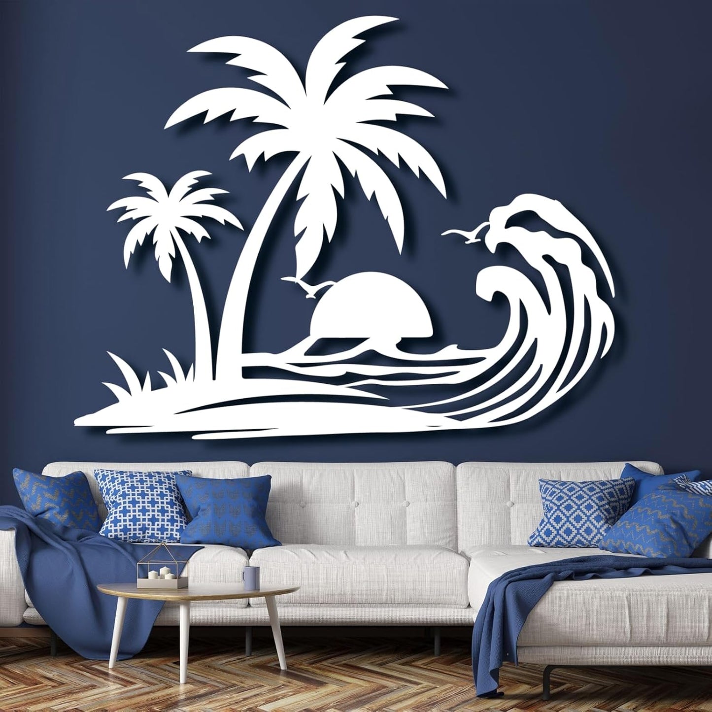 Palm Tree Metal Wall Decor,Palm Tree Metal Wall Art,Metal Palm Tree,Metal Palm Tree Wall Decor,Tropical Metal Wall Art,Beach Wall Decort,Metal Wall Decor (style 1,white,39 L" x 31 W" / 100 x 78 cm)