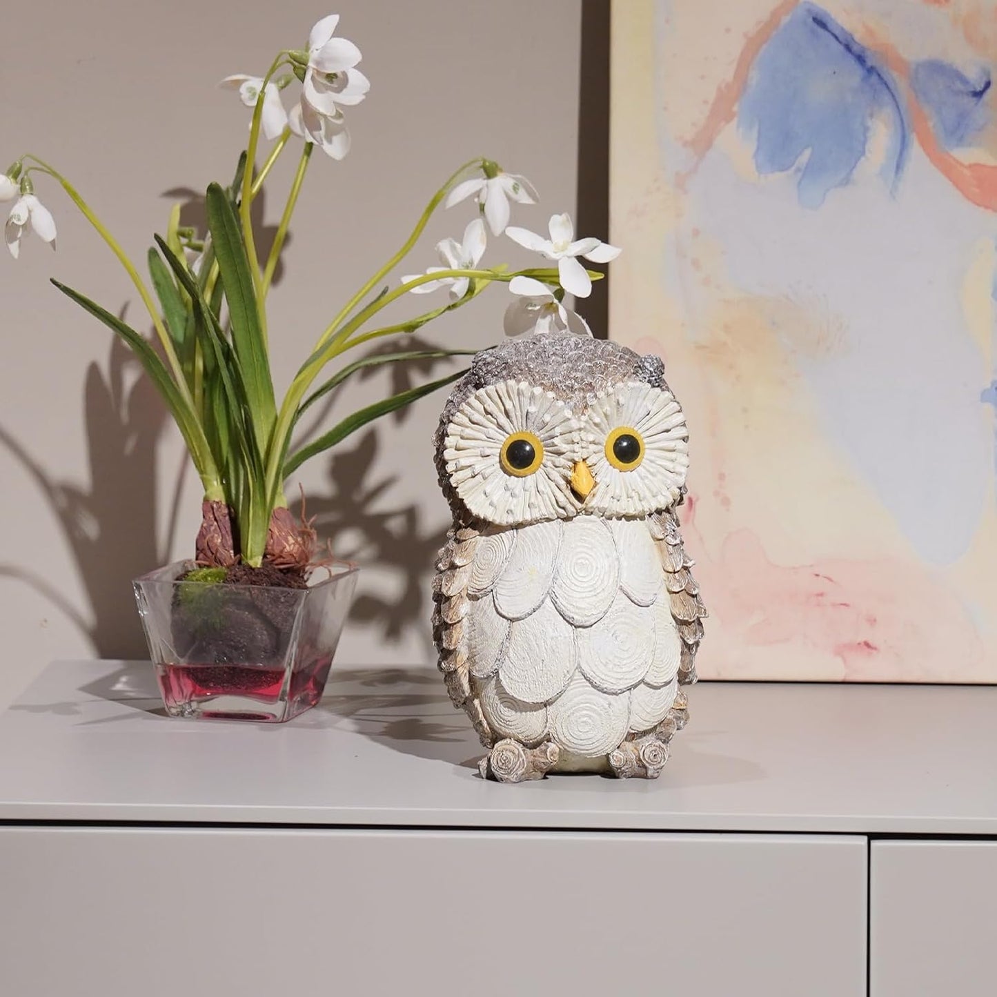 Guichifun Owl Statue Home Decor Accents - Cute Owl Figurines for Shelf Bookshelf TV Stand Décor Bedroom Office Decorations Ideal Gift for Owl Lovers 5 x 5 x 8 Inch