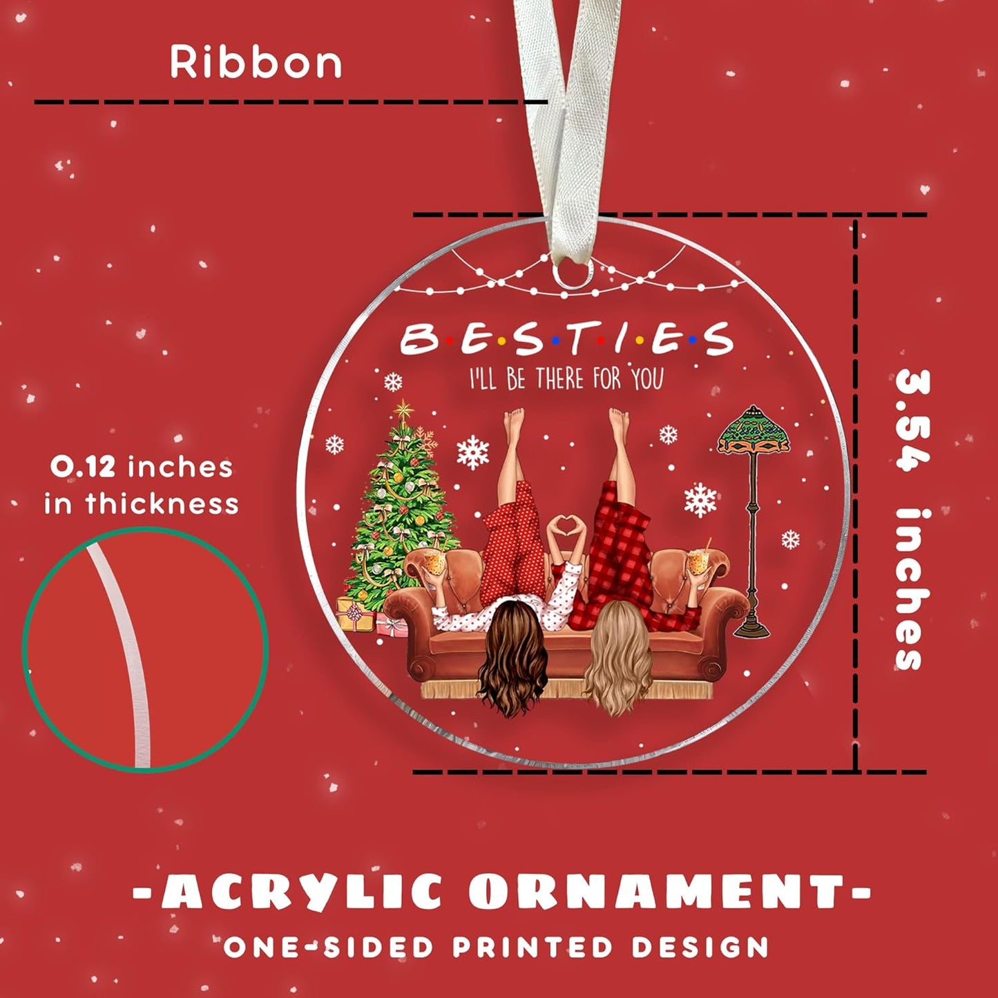 Best Friend Ornaments for Christmas Tree - Bestie Gifts - Friendship Christmas Ornaments - Acrylic Ornament