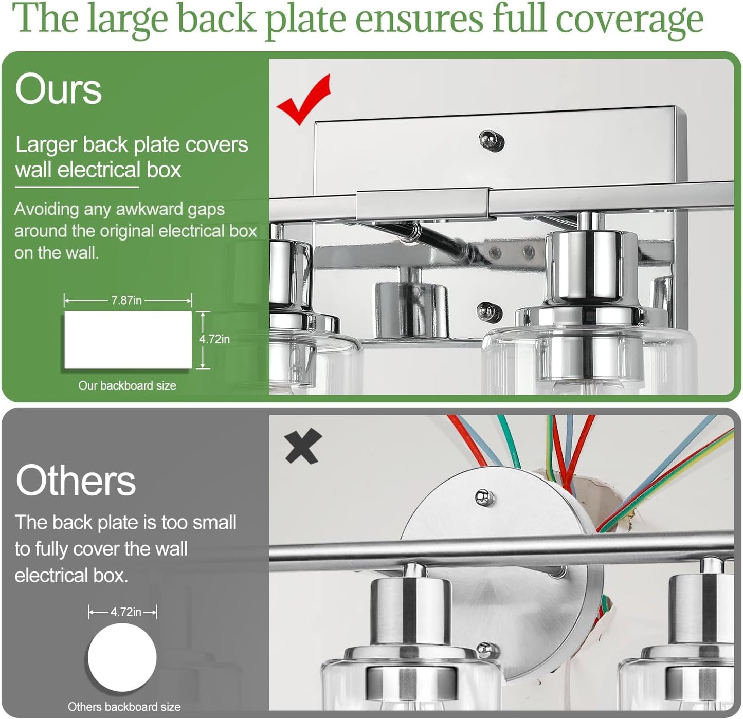 4 Light Bathroom Light Fixtures, Chrome Vanity Lights with Clear Glass Shades, Modern Bathroom Light Fixtures Over Mirror, Modern Bathroom Wall Lamp for Mirror Living Room Cabinet