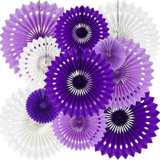 BEISHIDA Lavender Purple White Tissue Hanging Honeycomb Round Paper Fans Decoration Set for Birthday Baby Shower Bachelorette Wedding Photo Booth Backdrops Anniversary Paper Party Supplies（11 Packs）