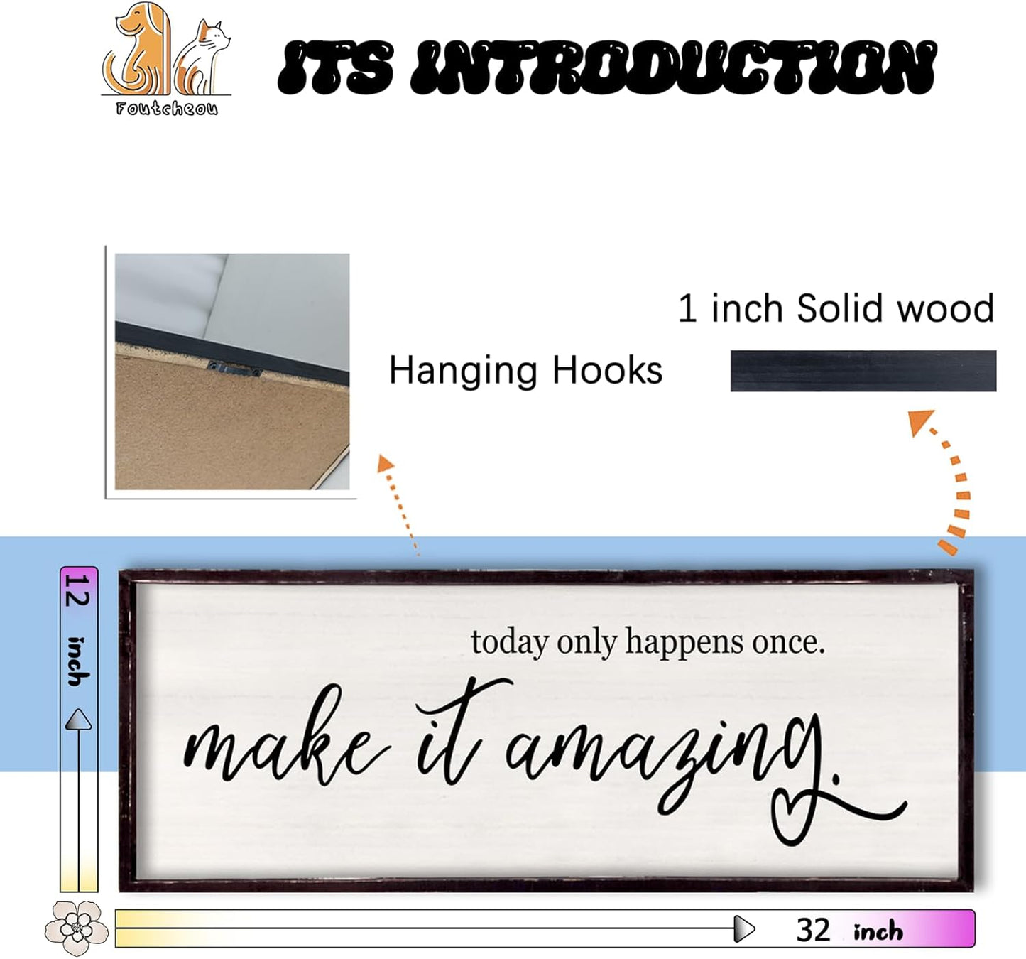 Today Only Happens Once Make It Amazing Framed Wall Art, 32''×12'' Rustic Religious Christian Lords Prayer Sign for God Jesus Christ Prayer, Horizontal Holy Inspirational Catholic Scripture Decor