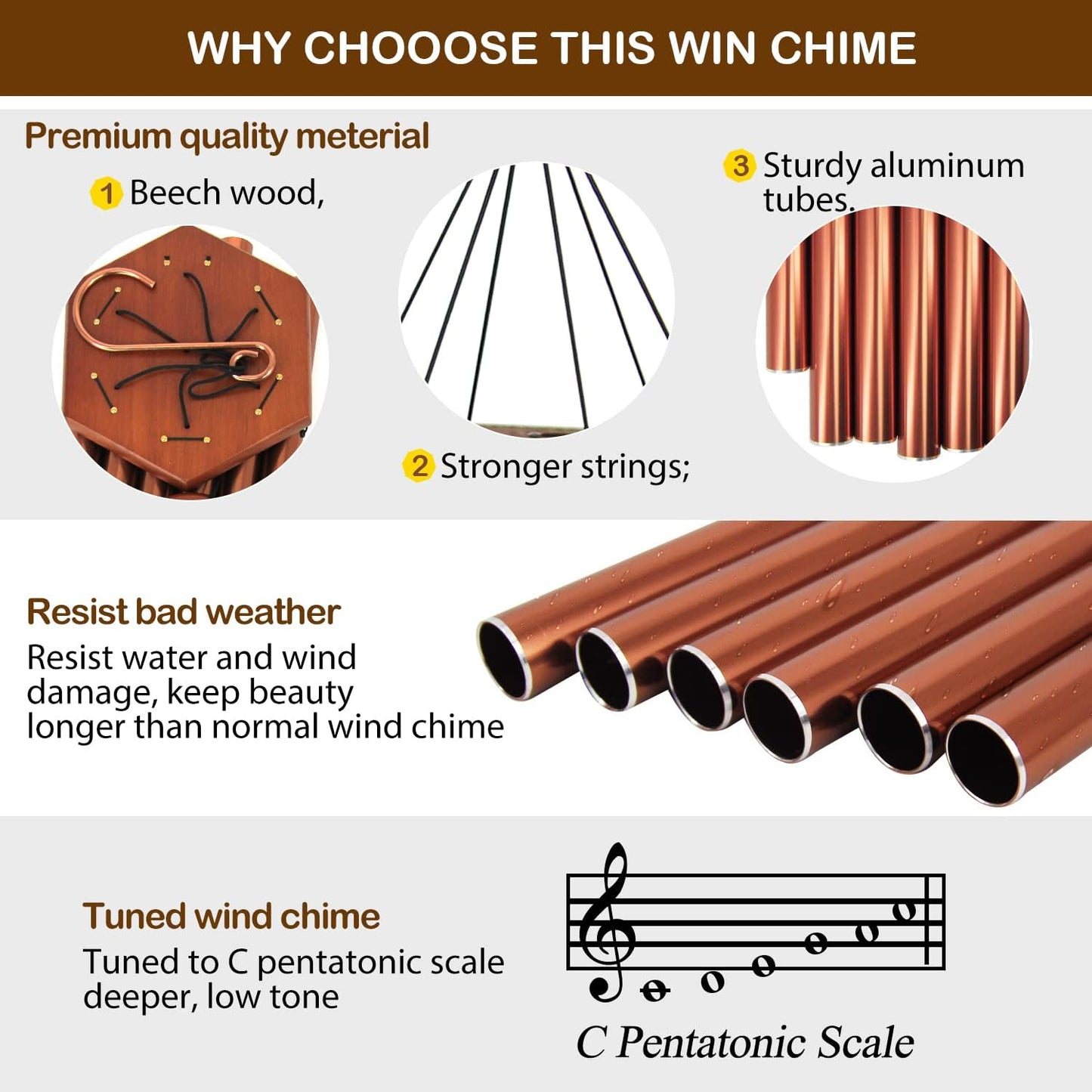 ASTARIN Wind Chimes Outdoor Large Deep Tone, Large Windchimes for Outside with 6 Tubes Tuned Relaxing Melody,Memorial Wind Chimes for Mom Dad,Sympathy Gifts, 36"