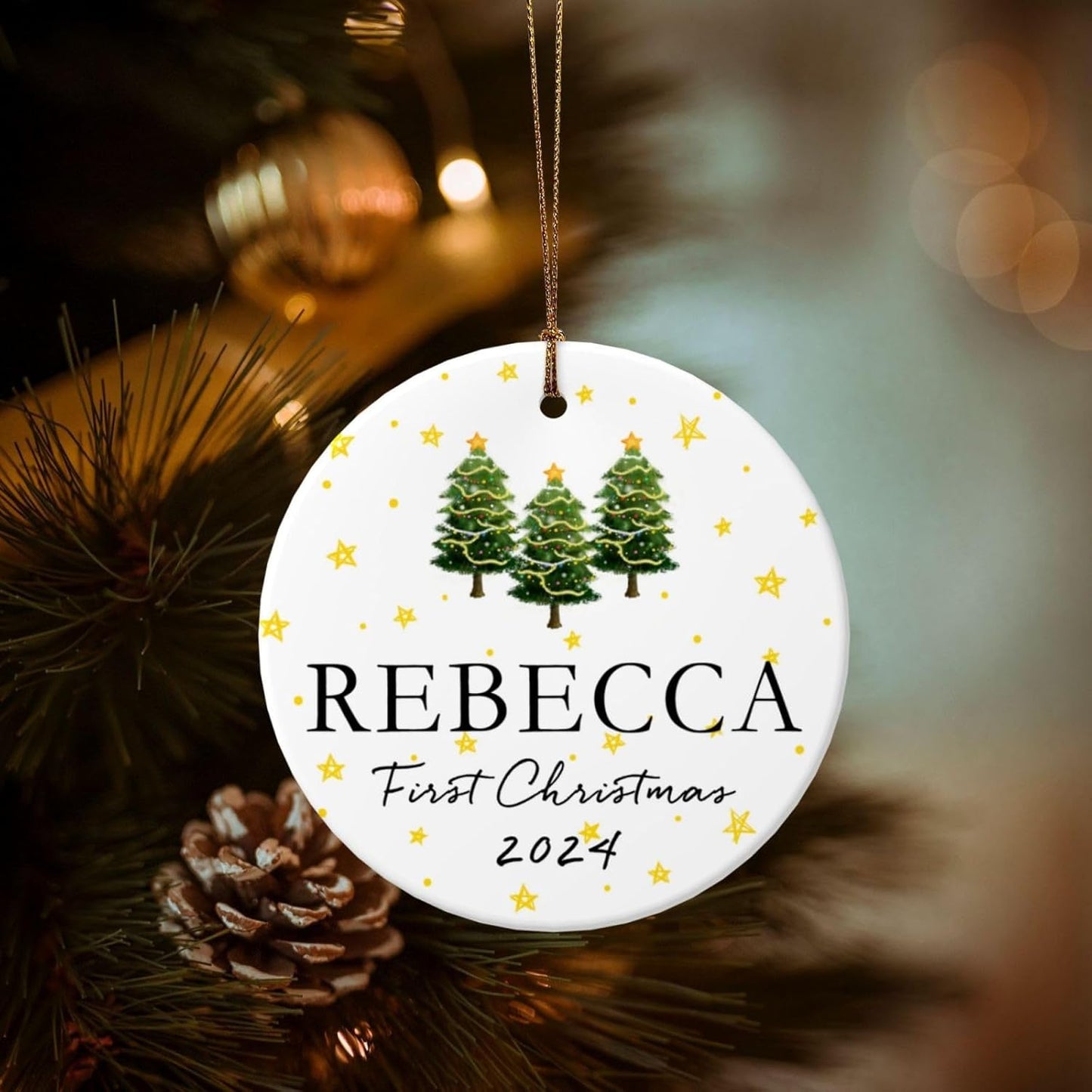 Personalized Baby Christmas Ornaments with Photo 2025 Custom Babys First Christmas Picture Name Ornaments,Double-Sided Ceramic Customized Xmas Ornaments for Christmas Tree