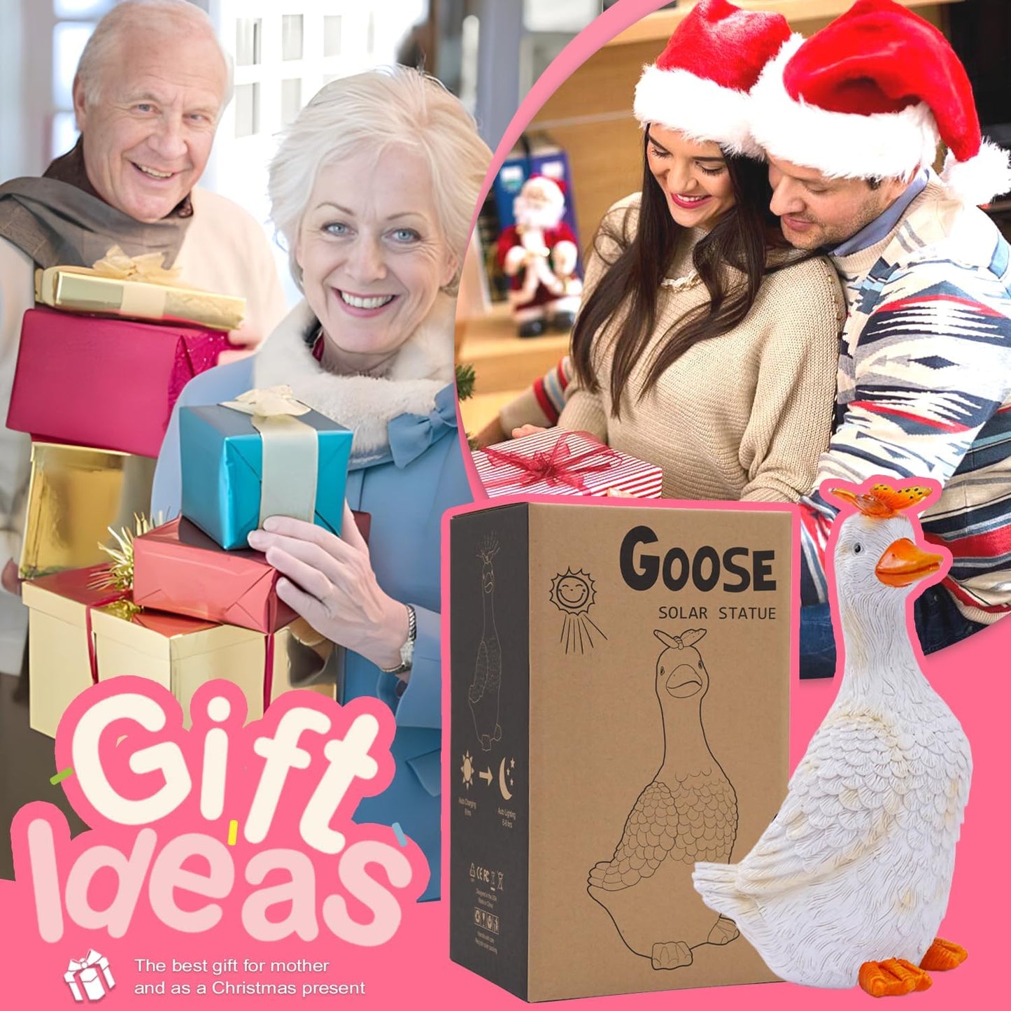 Goodeco Porch Goose Statue with Butterfly - Outdoor Garden Goose Decor for Yard, Unique Gifts for Mom & Garden Lovers (Off White)