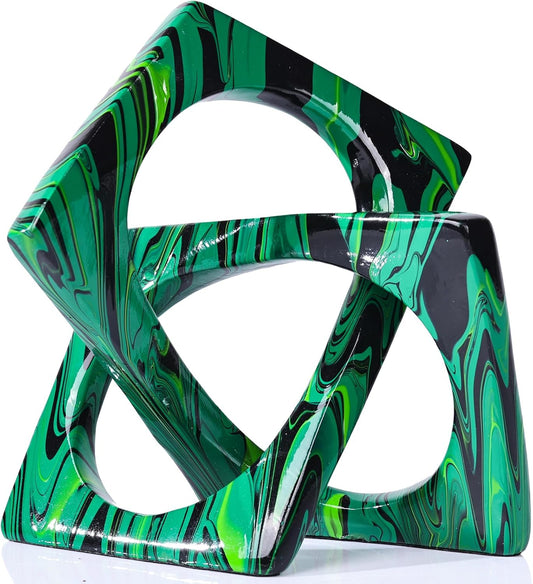 XMGZQ Emerald Green Knot Statue for Coffee Table Centerpiece Decor,Modern Abstract Art Geometric Sculpture and Figurines, Home Decor Accent,Cube Knick Knacks for Shelves,Bookshelf,Entryway,Floating