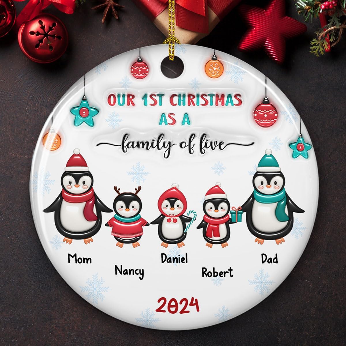 2025 Family Christmas Ornament - Personalized Custom Penguin Family Ornament - Holiday Tree Decoration Keepsake Gift