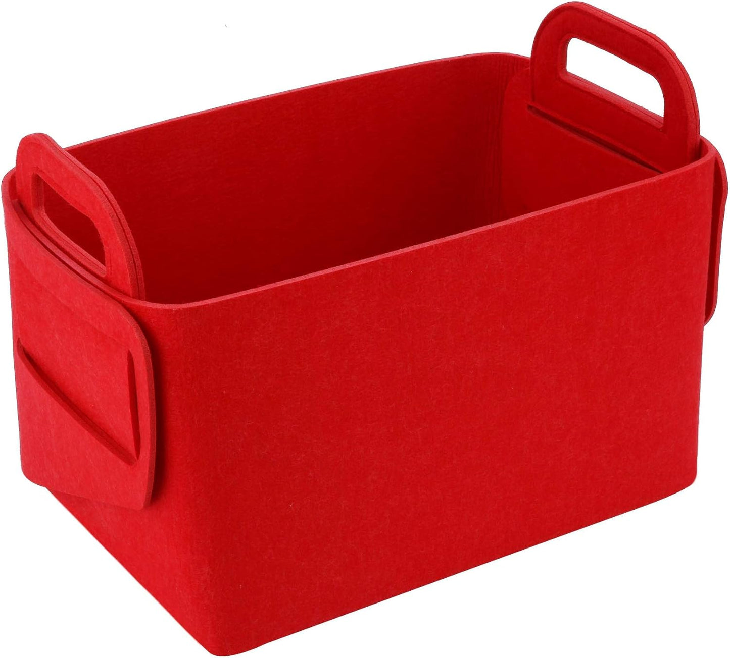 Minoisome Storage Basket Felt Storage Bin Collapsible& Convenient Box Organizer with Carry Handles for Office Bedroom Closet Babies Nursery Toys Laundry (Red, 15.7inch（L）×11inch（W）×10inch（H）)