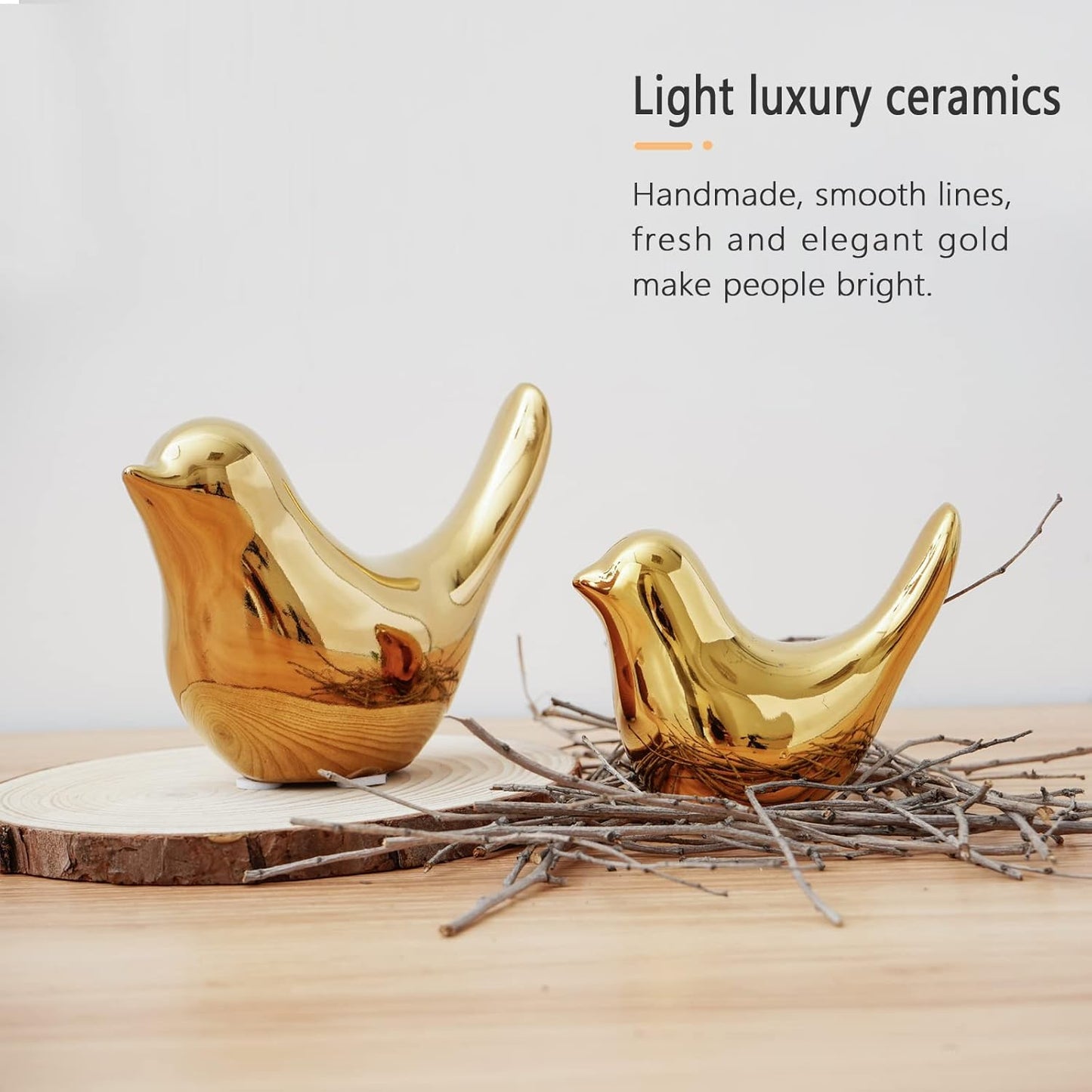 Notakia Gold Home Decor Small Birds Statues Modern Style Decorative Ornaments for Living Room, Bedroom, Office Desktop, Cabinets (2Pcs Gold Birds)