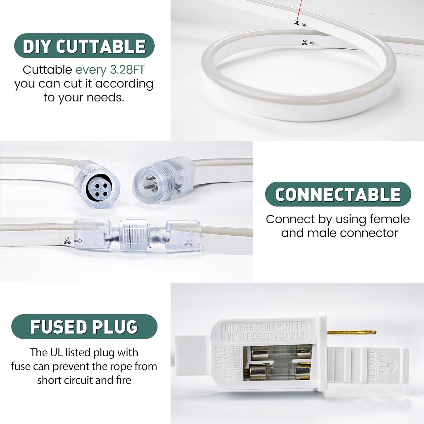 GZBtech RGB LED Neon Rope Lights 66FT/20M, AC 110-120V Waterproof Color Changing LED Rope with Remote Controller, Dimmable Multi Color Neon Rope Lighting for Indoor Outdoor Commercial Use